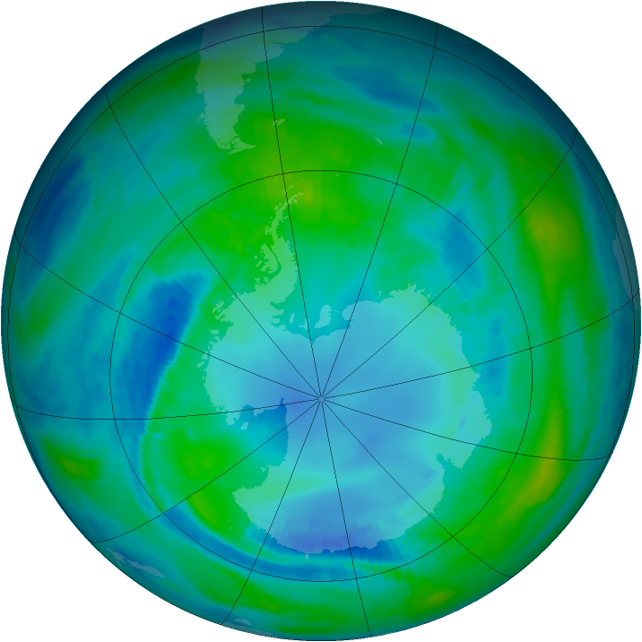 Antarctic ozone map for 23 April 1990